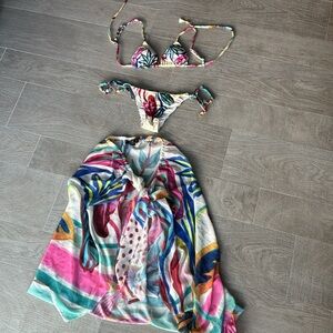 Patbo Floral Bikini top bottom and sarong